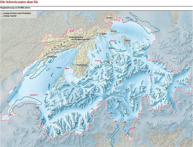 ￼
Die Schweiz unter dem Eis vor 24'000 Jahren (Quelle: www.swisstopo.admin.ch)

